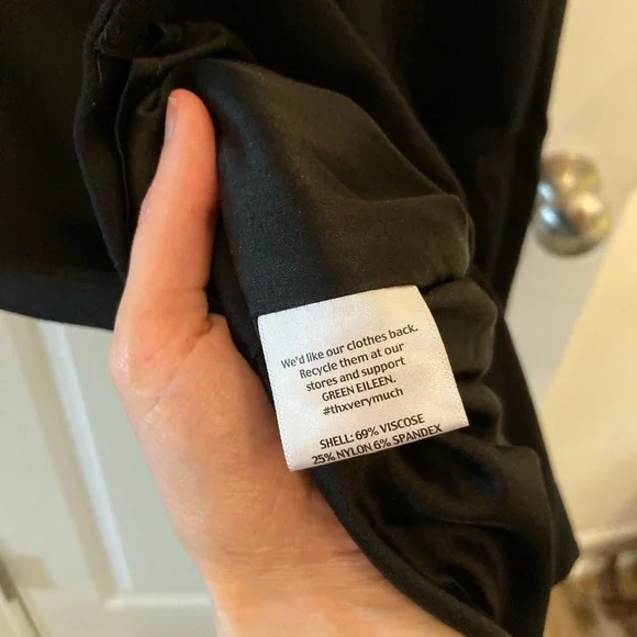 Eileen Fisher black ponte leather trim dress XS - Picture 3 of 9